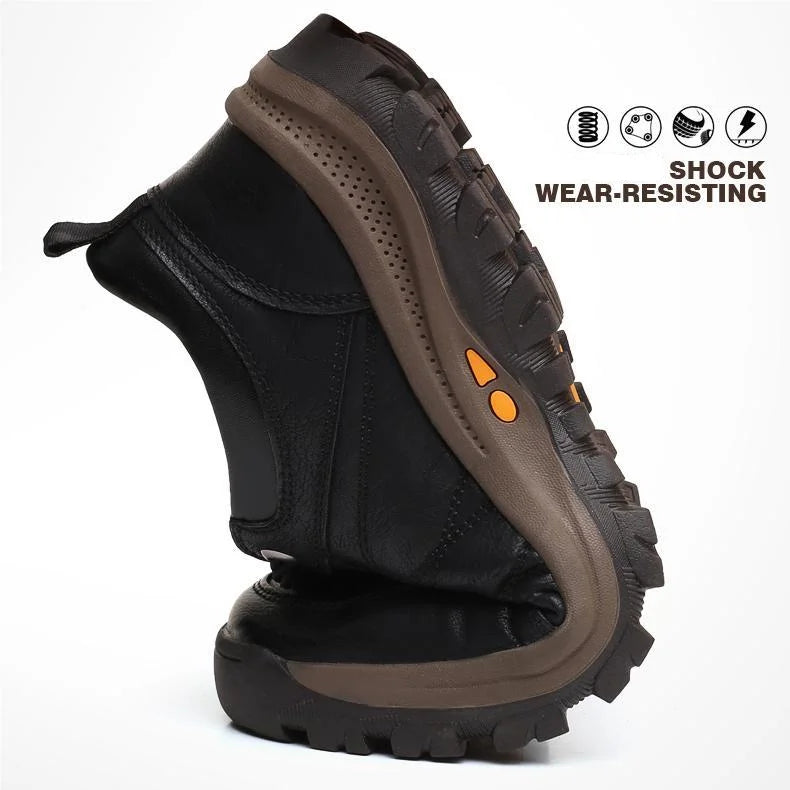 Orthopedic Leather Slip-On Loafers for Men – Cushioned Arch Support, Rocker Sole & Bunion Relief – Casual Everyday Footwear