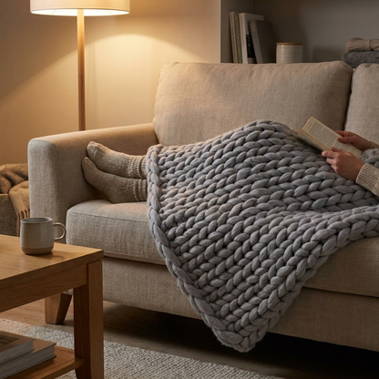LOOMHAVEN – Chunky Knit Blanket for Elegant Warmth