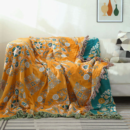Reversible Cotton Quilt Lightweight Floral Bedspread for All Seasons Queen King Full Size Breathable Coverlet