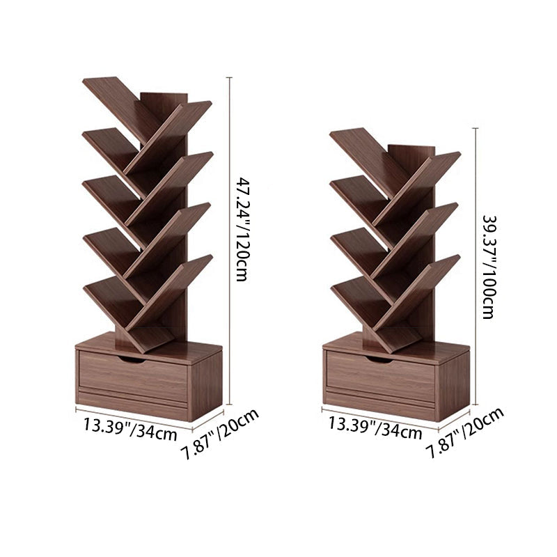 Multi-Tier Wooden Storage Rack 39 in Walnut Finish Open Shelving for Home Office Study Living Room Decorative Display