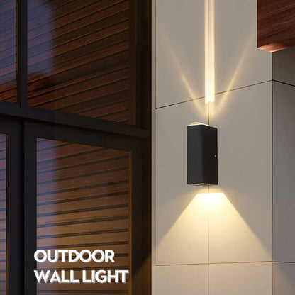 Dual-Beam Aluminum LED Wall Light for Indoor & Outdoor Use – Black Fixture with Warm, Cool, or Neutral Light
