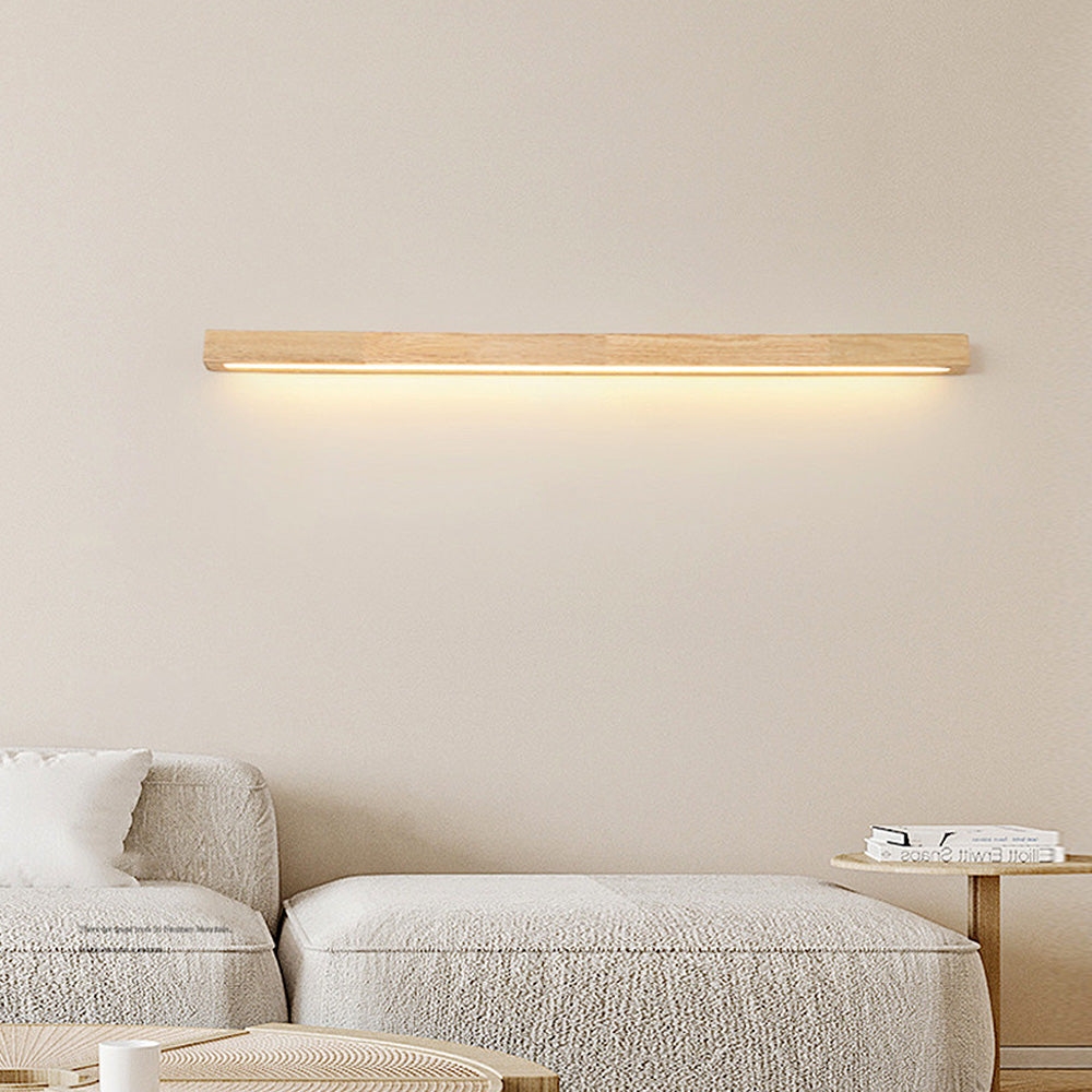 Linear LED Wood Sconce Adjustable 3-Color Temperature Vanity Mirror Light for Bathroom Bedroom Hallway Modern Nordic-Inspired Minimalist Amb