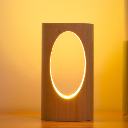 Lámpara de escritorio LED de columna de madera con alimentación USB, luz blanca cálida para dormitorio y oficina, luz decorativa de estilo japonés moderno