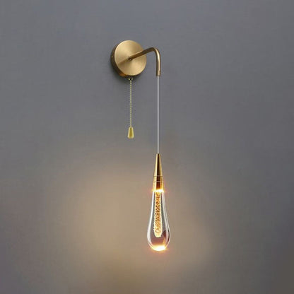 Glass Teardrop LED Wall Sconce with On/Off Switch | Modern Plug-In Wall Light for Bedroom, Living Room, Hallway | Warm, Neutral & Cool