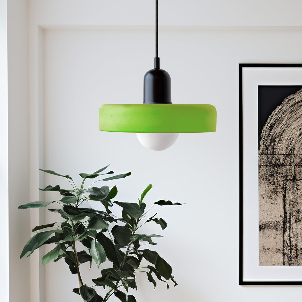Handcrafted Art Glass Dome Pendant Light, Adjustable Modern Hanging Fixture for Dining Room Kitchen Island Living Room