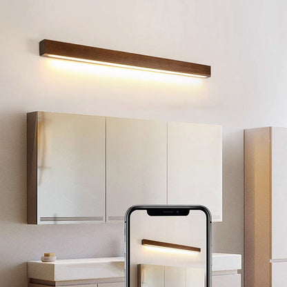 Linear LED Wood Sconce Adjustable 3-Color Temperature Vanity Mirror Light for Bathroom Bedroom Hallway Modern Nordic-Inspired Minimalist Amb