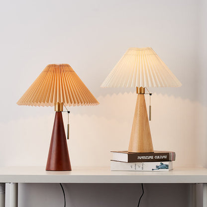Wood Base Lamp with Fabric Shade E26 Socket for Bedroom Living Room Nightstand Desk Ambient Lighting Modern Asian Style Décor