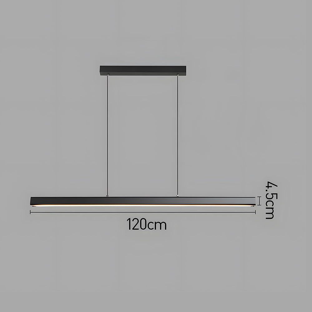 Linear Metal LED Fixture 47 in Black Kitchen Island Overhead Bar Lamp Slim Profile Adjustable Drop Modern Minimalist Style for Dining Room W