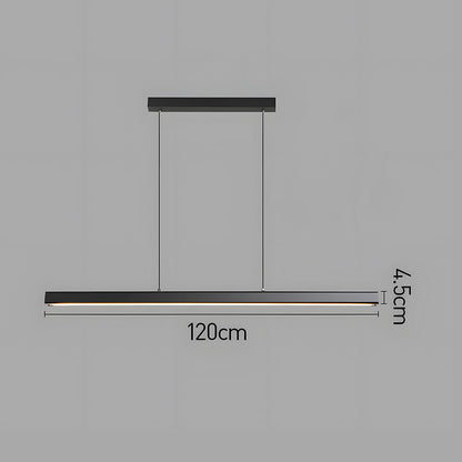 Linear Metal LED Fixture 47 in Black Kitchen Island Overhead Bar Lamp Slim Profile Adjustable Drop Modern Minimalist Style for Dining Room W