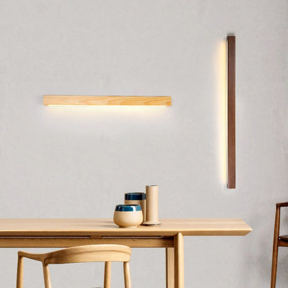 Linear LED Wood Sconce Adjustable 3-Color Temperature Vanity Mirror Light for Bathroom Bedroom Hallway Modern Nordic-Inspired Minimalist Amb
