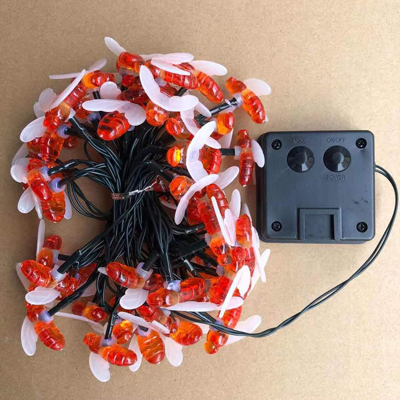 Solar Honeybee String Lights Outdoor Art Deco Multi-Color LED Garden Patio Decorative Light Strand Weatherproof for Yard Deck Fence Party