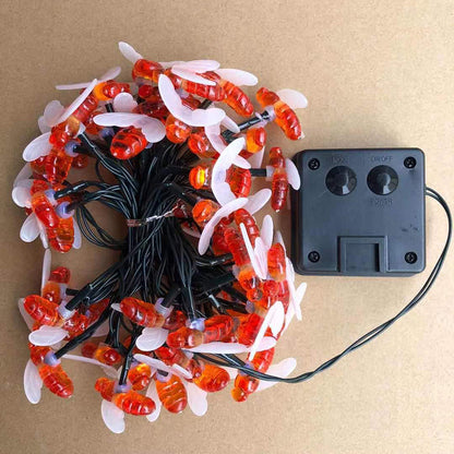 Solar Honeybee String Lights Outdoor Art Deco Multi-Color LED Garden Patio Decorative Light Strand Weatherproof for Yard Deck Fence Party