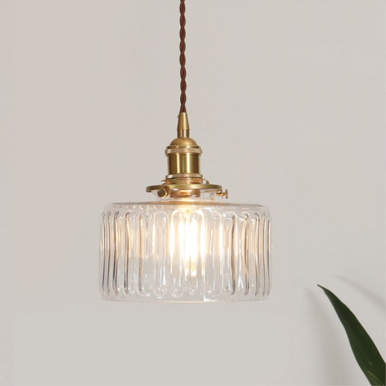 Glass Globe Hanging Ceiling Fixture Copper Accent Single Bulb Socket Asian Inspired Decor for Bedroom Entryway Dining Room Kitchen Island
