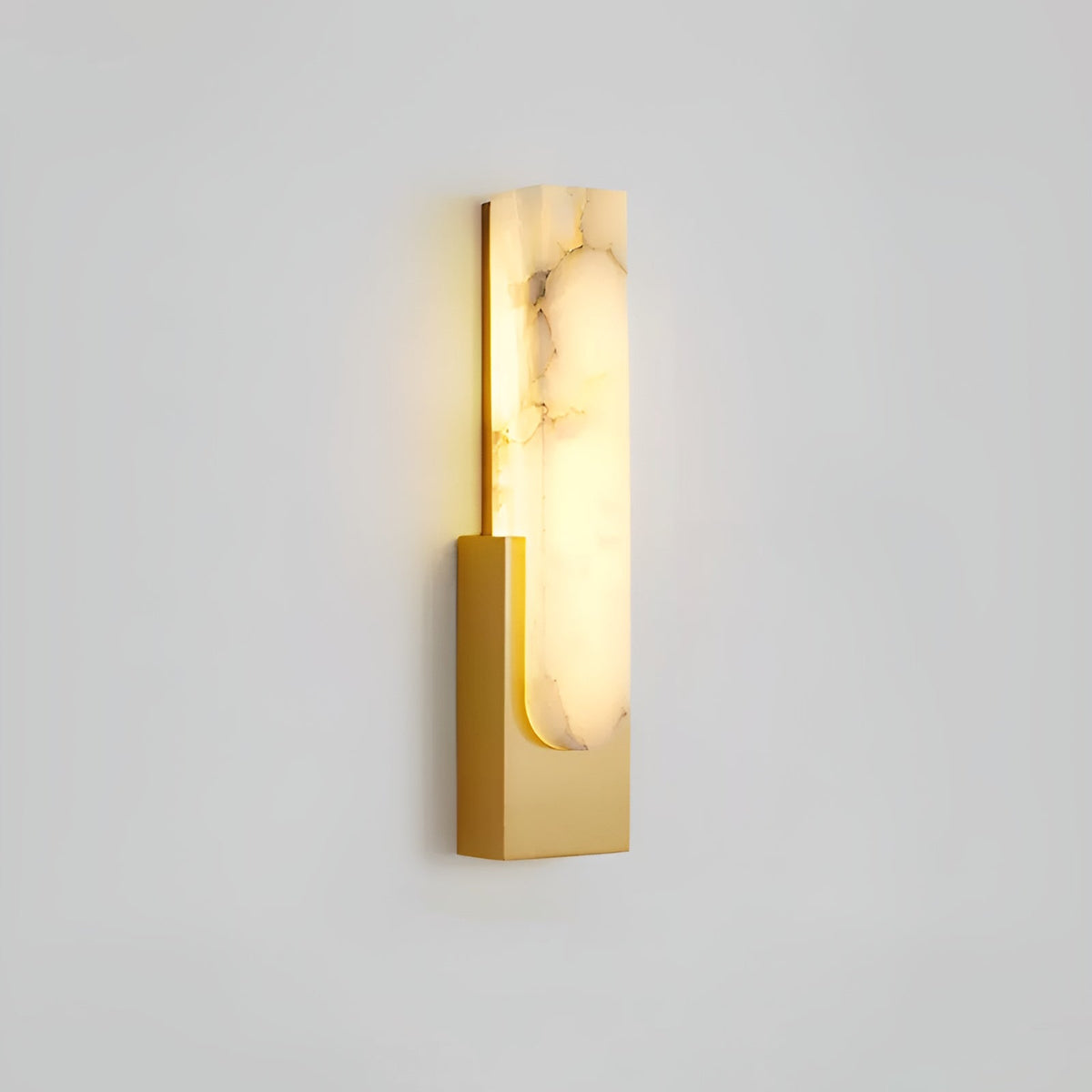 LED Sconce Light 20 Inch Vertical Alabaster Shade Gold Base Hardwired Modern Bedroom Hallway Wall Fixture for Contemporary Homes