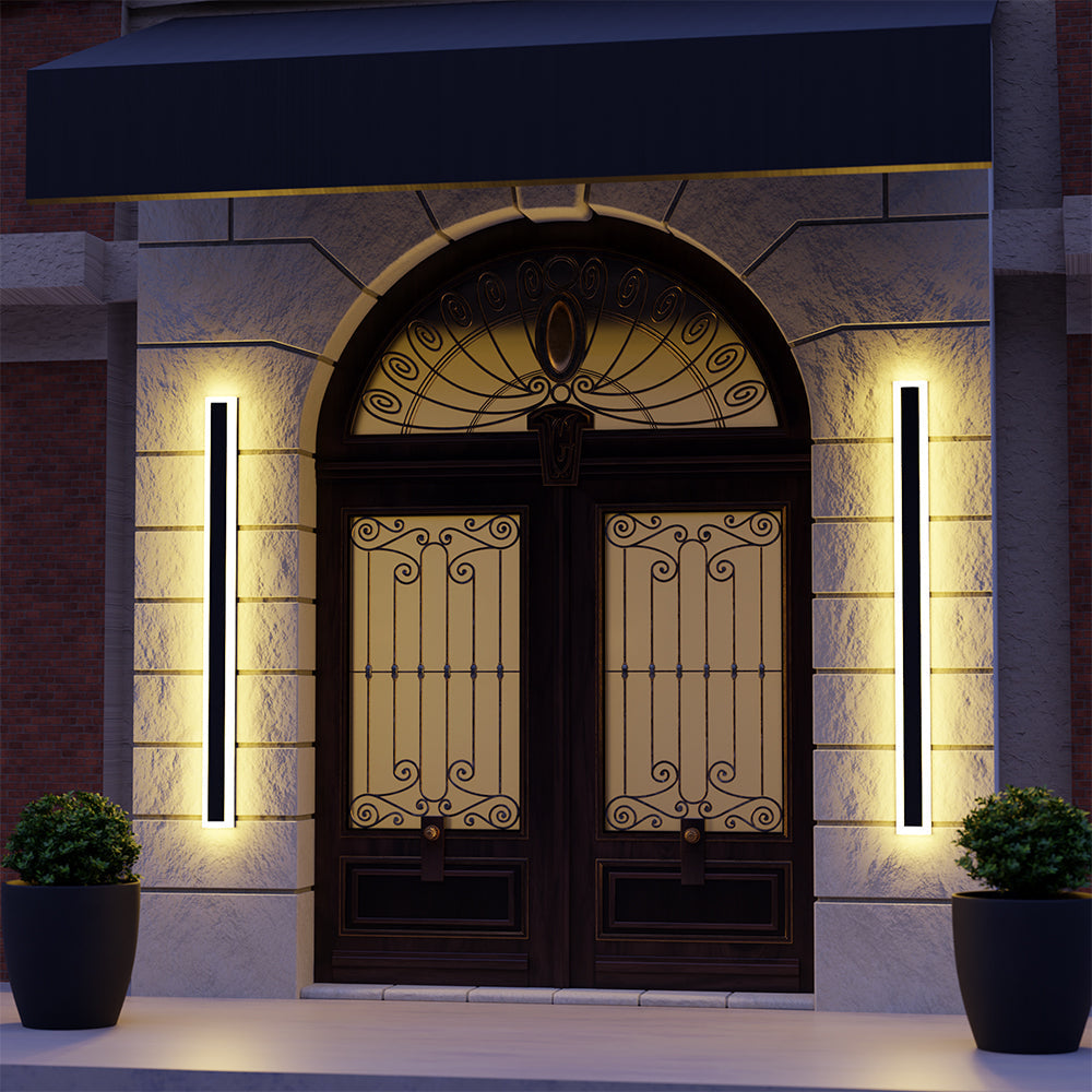 Waterproof Linear LED Outdoor Wall Light Modern Metal Weatherproof Sconce for Garden Patio Entryway Hallway Exterior Porch Walkway IP65