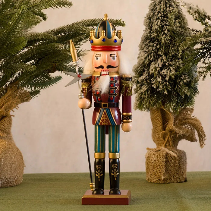 Wooden Nutcracker Soldier Figurine - Hand-Painted Holiday Decor for Mantel, Windowsill & Christmas Display