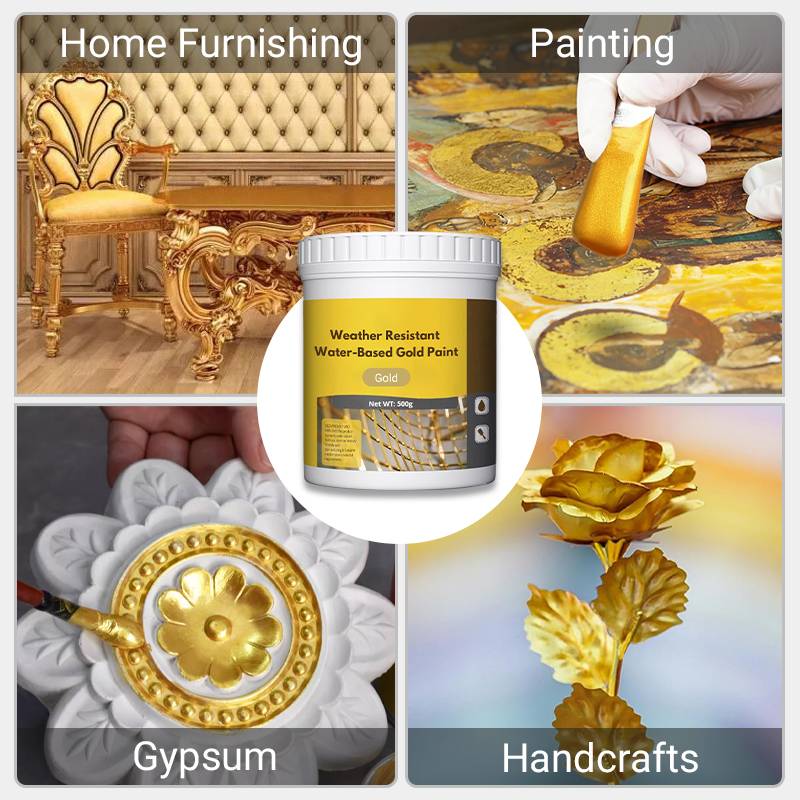 Premium Metallic Gold Paint for Wood, Metal & Stone Surfaces – Water-Based, Weather-Resistant Finish