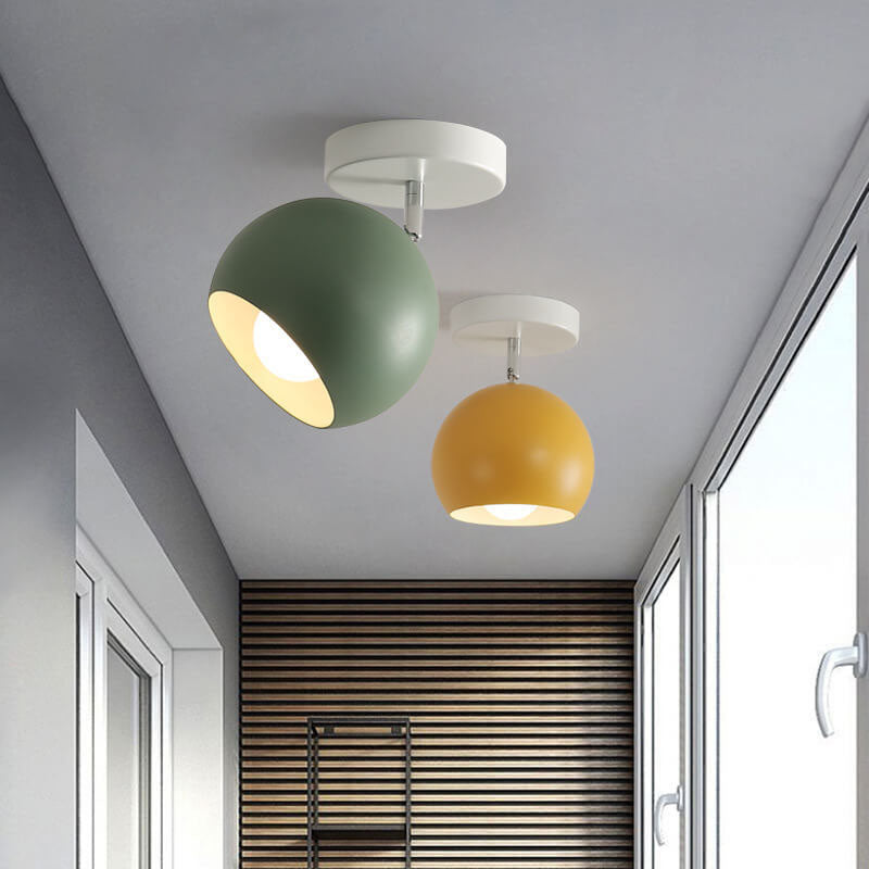 Modern Scandi Semi-Flush Ceiling Light with Wood & Metal Frame – 5 Color Options for Hallway, Bedroom, Living Room