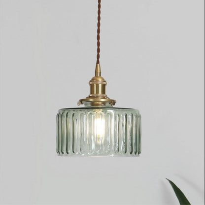 Glass Globe Hanging Ceiling Fixture Copper Accent Single Bulb Socket Asian Inspired Decor for Bedroom Entryway Dining Room Kitchen Island
