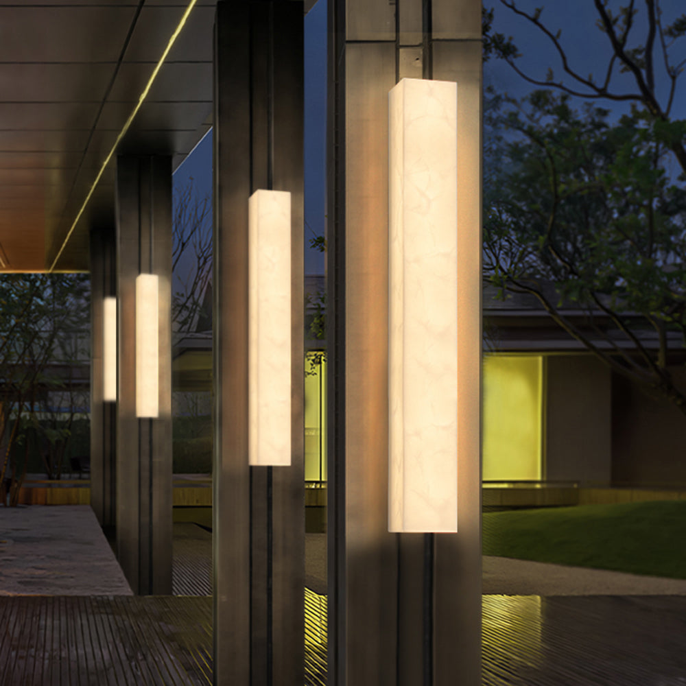 Outdoor LED Sconce Resin Vertical Design 24 in Weatherproof Patio Entry Porch Fixture Modern Exterior Lighting for Home Walkways