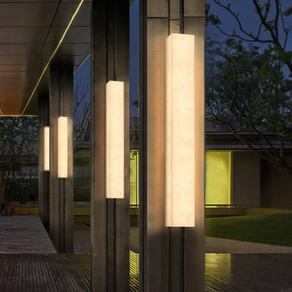 Outdoor LED Sconce Resin Vertical Design 24 in Weatherproof Patio Entry Porch Fixture Modern Exterior Lighting for Home Walkways