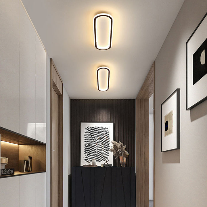 Lámpara LED de techo de montaje empotrado, ovalada, de perfil bajo, en blanco y negro, para dormitorio, pasillo, entrada, vestíbulo, iluminación de techo contemporánea, moderna y minimalista.