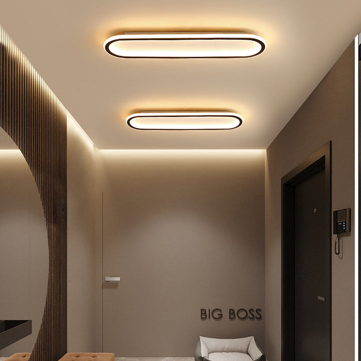Lámpara LED de techo de montaje empotrado, ovalada, de perfil bajo, en blanco y negro, para dormitorio, pasillo, entrada, vestíbulo, iluminación de techo contemporánea, moderna y minimalista.