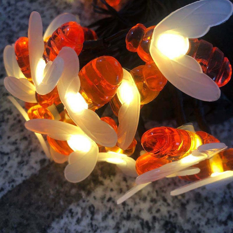 Solar Honeybee String Lights Outdoor Art Deco Multi-Color LED Garden Patio Decorative Light Strand Weatherproof for Yard Deck Fence Party