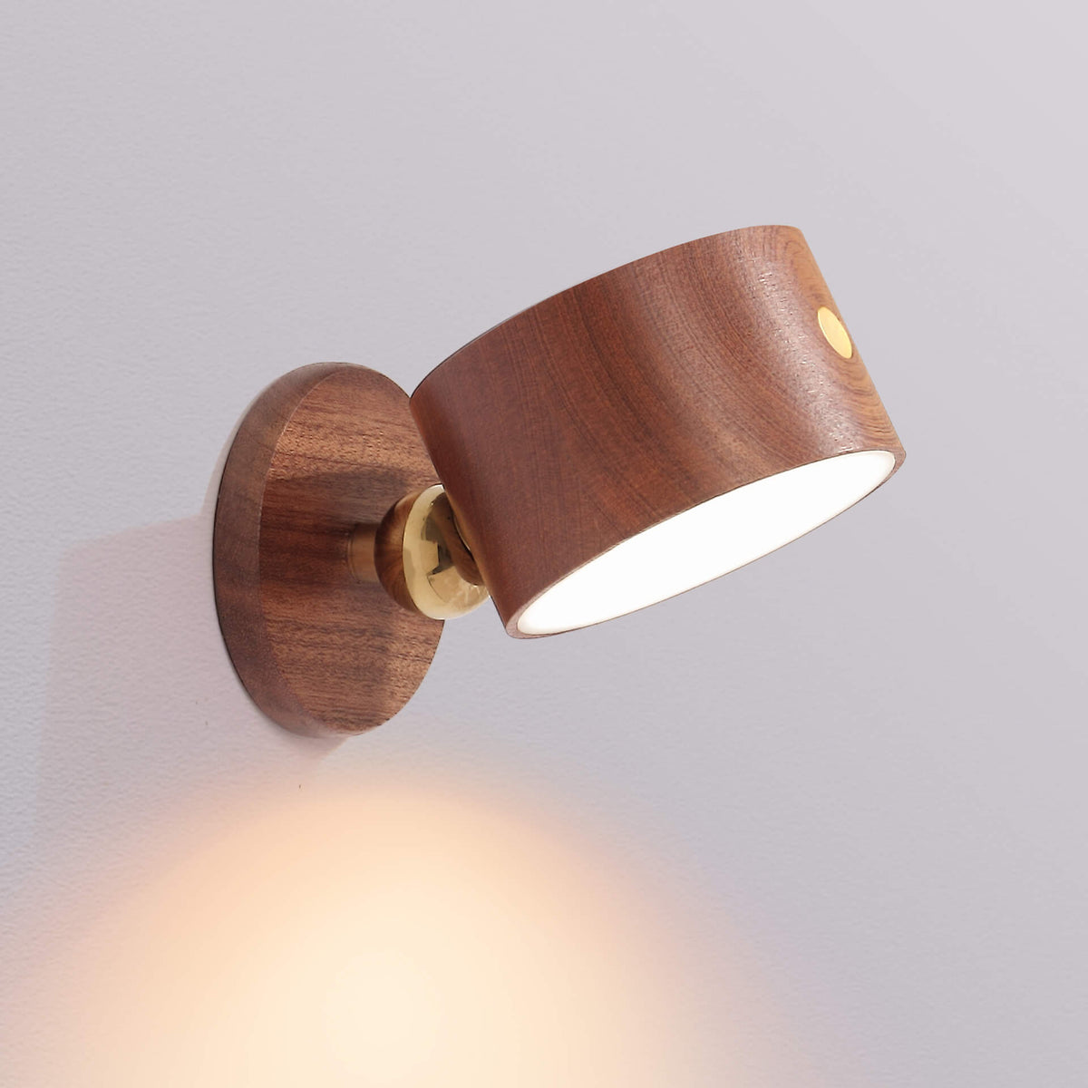 Rechargeable Magnetic Touch Control LED Accent Light for Hallway Bedroom Wall Sconce in Natural Wood Finish 3 in Wide 400 Lumens Ambient