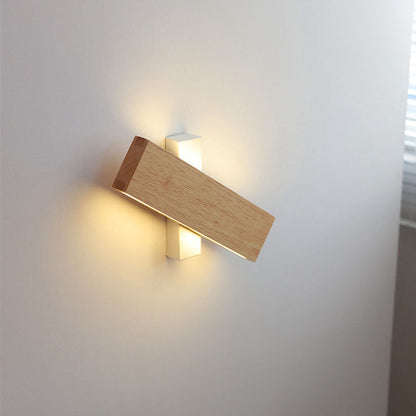 LED Sconce Light 12 Inch Wooden Acrylic Fixture Hallway Bedroom Living Room Hardwired Modern Minimal Décor Ambient Glow 12W 1200 Lumen Inter