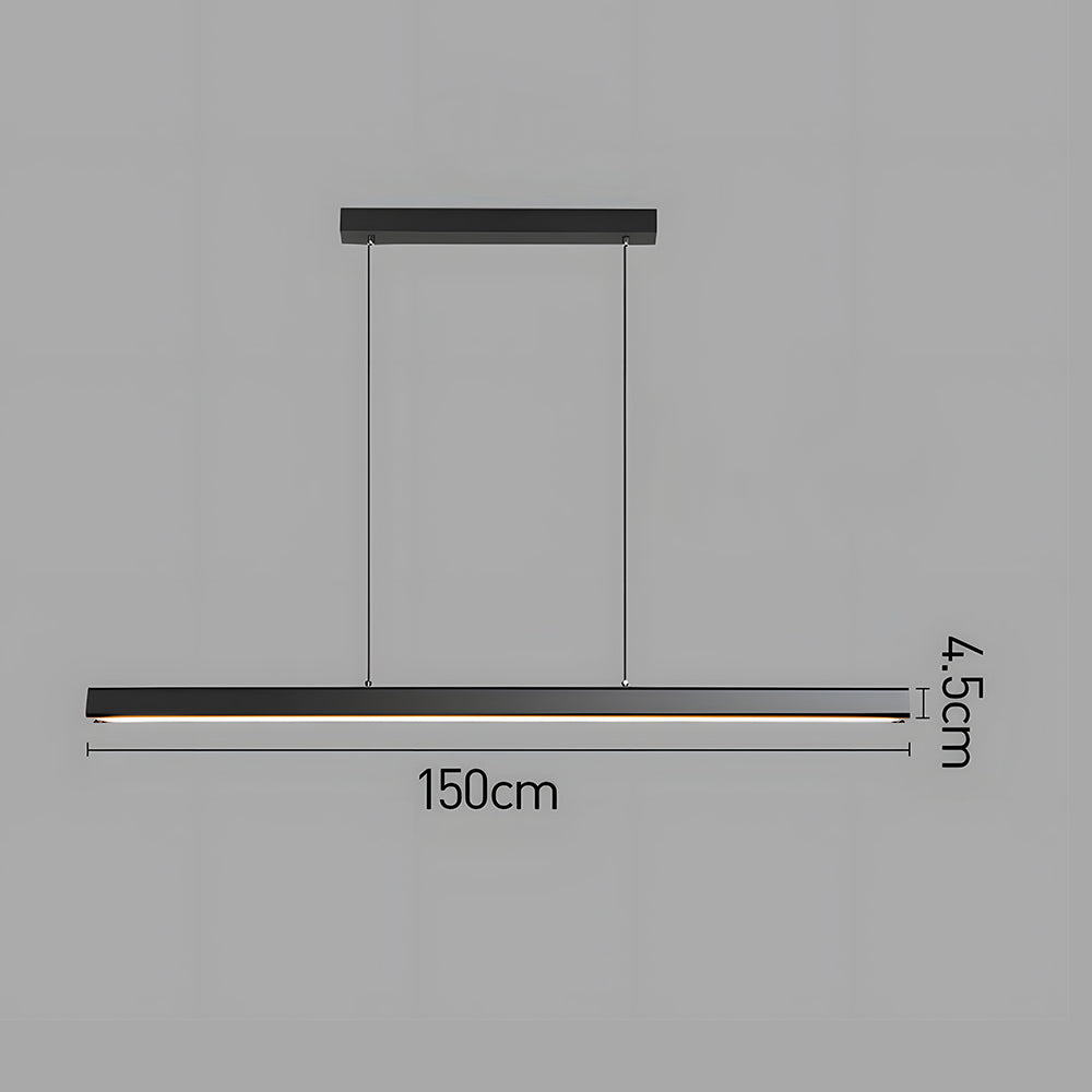 Linear Metal LED Fixture 47 in Black Kitchen Island Overhead Bar Lamp Slim Profile Adjustable Drop Modern Minimalist Style for Dining Room W