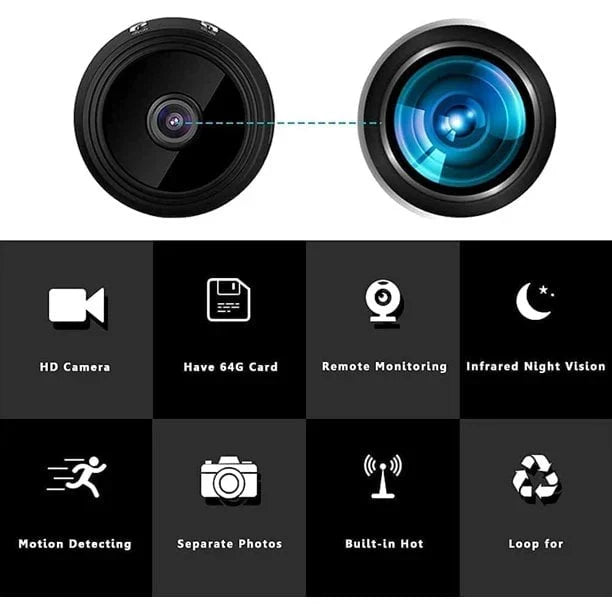 Compact WiFi Security Camera 1080P HD Night Vision Motion Detection Magnetic Mount Two-Way Audio Wireless Indoor Outdoor Home Monitor