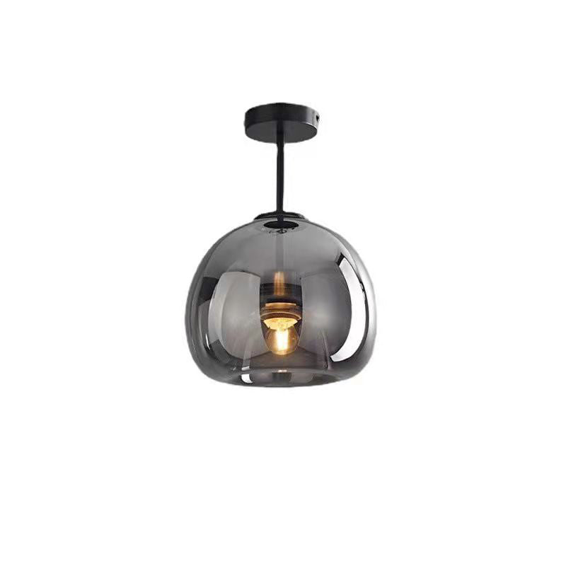 Ceiling Light Fixture Iron & Glass 10×11 inch Smoky Shade for Bedroom Hallway Living Room Modern Semi-Flush Design Hardwired E26 Base