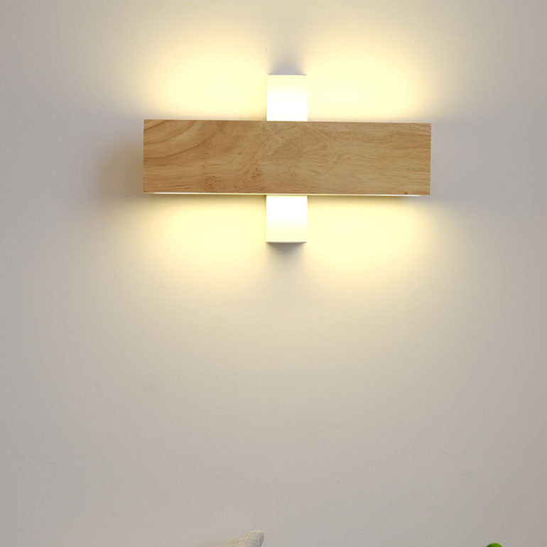 LED Sconce Light 12 Inch Wooden Acrylic Fixture Hallway Bedroom Living Room Hardwired Modern Minimal Décor Ambient Glow 12W 1200 Lumen Inter