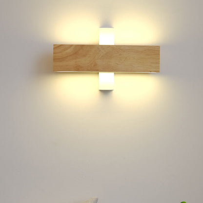 LED Sconce Light 12 Inch Wooden Acrylic Fixture Hallway Bedroom Living Room Hardwired Modern Minimal Décor Ambient Glow 12W 1200 Lumen Inter