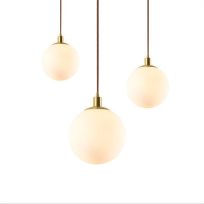 Adjustable Ceiling Pendant with Glass Shade for Entryway, Den, or Sleeping Space - Modern Suspended Fixture in White or Gold - 10 Inch Globe