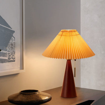 Wood Base Lamp with Fabric Shade E26 Socket for Bedroom Living Room Nightstand Desk Ambient Lighting Modern Asian Style Décor