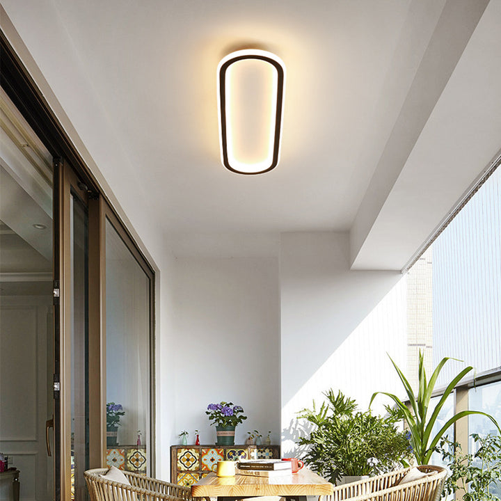 Lámpara LED de techo de montaje empotrado, ovalada, de perfil bajo, en blanco y negro, para dormitorio, pasillo, entrada, vestíbulo, iluminación de techo contemporánea, moderna y minimalista.