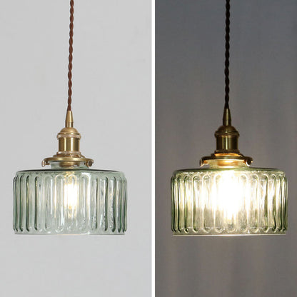 Glass Globe Hanging Ceiling Fixture Copper Accent Single Bulb Socket Asian Inspired Decor for Bedroom Entryway Dining Room Kitchen Island