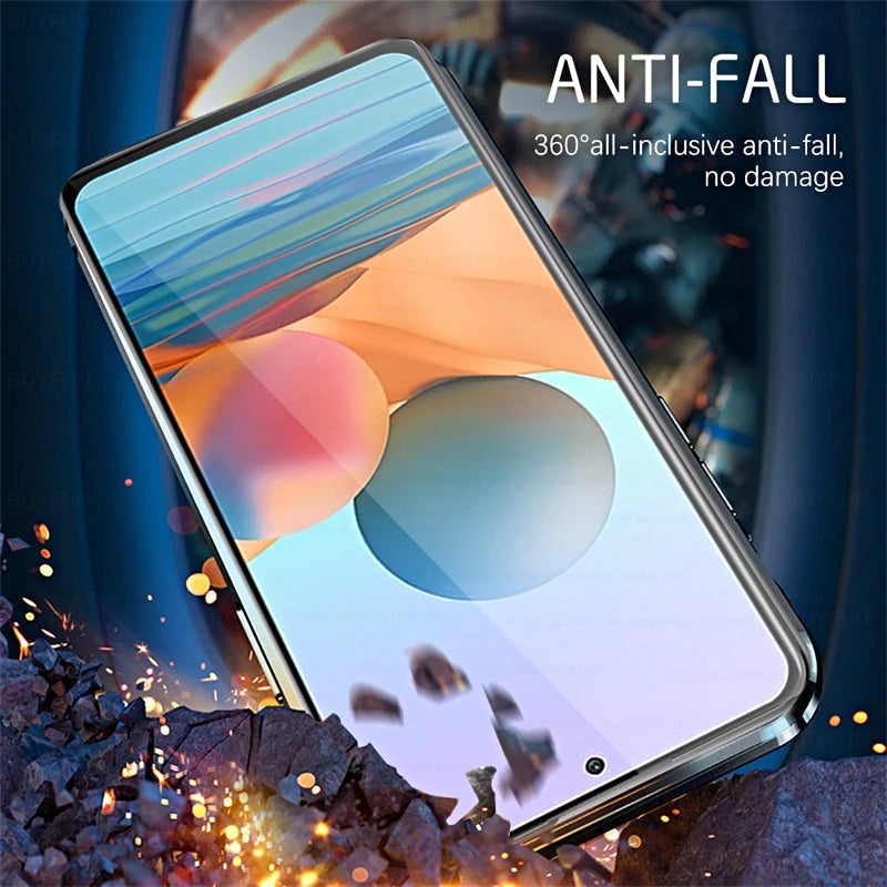 Magnetic Tempered Glass Phone Case for Samsung Galaxy with Dual-Sided Protection and Self-Locking Closure
