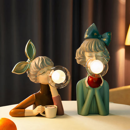 Sculptural Accent Lamp with Frosted Glass Shade 9 in Tall USB Powered Resin Desk Light for Nightstand Office Reading Nook Modern Minimalist