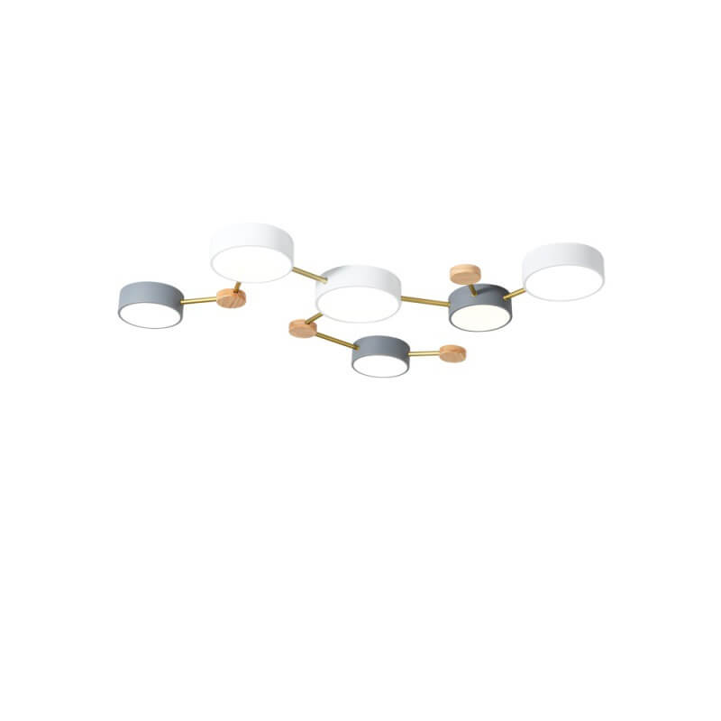 Contemporary Ceiling Light with Natural Wood Accents & Integrated LED | Geometric Multi-Bar Design for Living Rooms, Bedrooms, Hallways