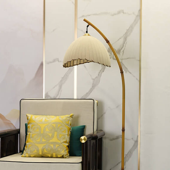 Contemporary Floor Lamp with Fabric Shade & Marble Base for Living Room, Bedroom, Hallway | Single-Bulb Standing Light Fixture with E26
