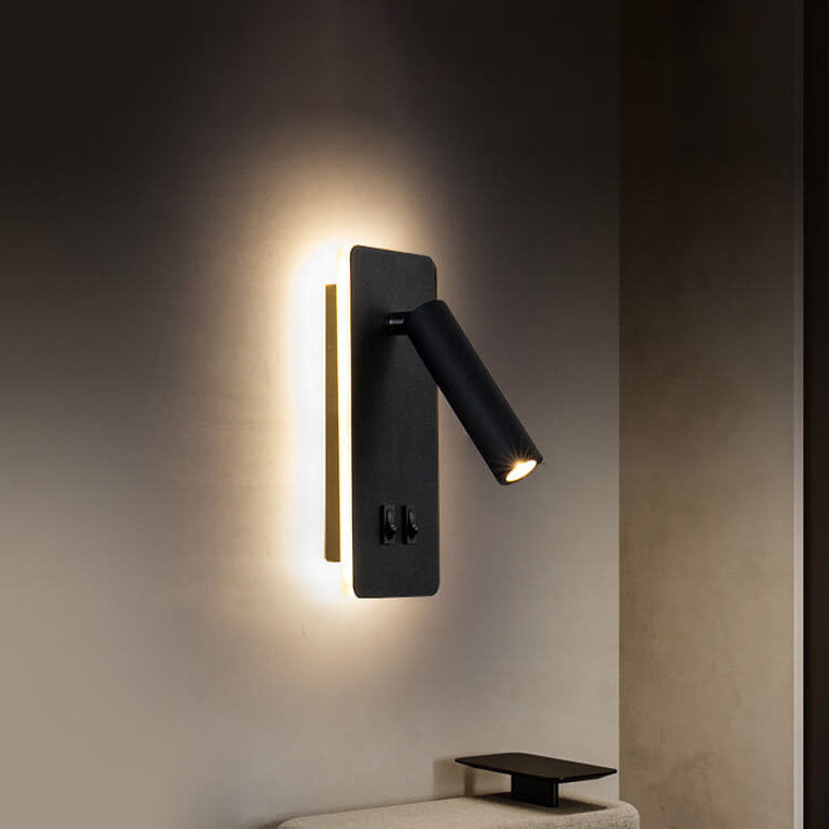 Adjustable LED Wall Sconce with Backlight – Rotatable Reading Light for Bedroom & Hallway – Modern Spotlight for Bedside & Living Room