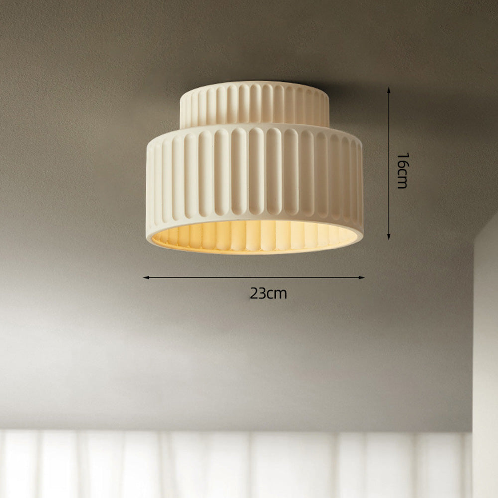 Lámpara de techo de resina de montaje empotrado, casquillo E27, pantalla texturizada, color blanco, para cocina, dormitorio, pasillo, perfil bajo, diseño escandinavo minimalista moderno