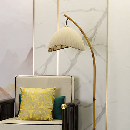 Standing Lamp with Stone Base and Fabric Shade 63 in Tall Natural White Plug-In Light for Bedroom Den Corner Accent Contemporary Home Decor
