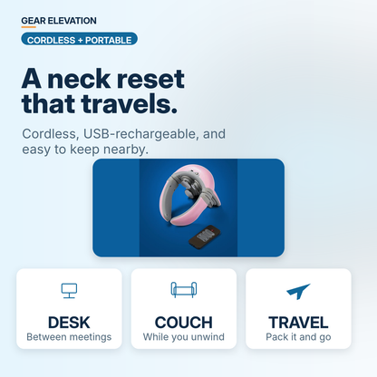 Dispositivo de alivio para el cuello con estimulación de pulso inalámbrica y calor – 9 niveles de intensidad y control remoto para el hogar, la oficina y viajes