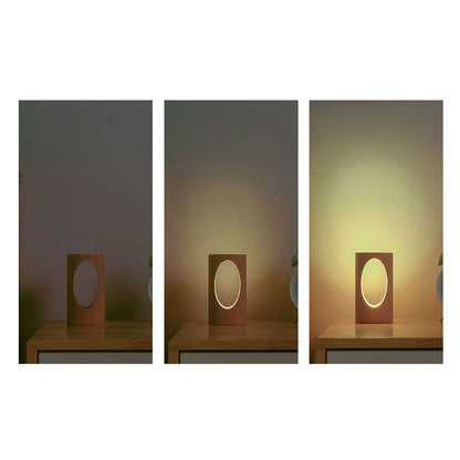 Lámpara de escritorio LED de columna de madera con alimentación USB, luz blanca cálida para dormitorio y oficina, luz decorativa de estilo japonés moderno