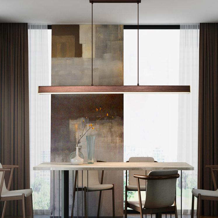 Linear LED Pendant Light Metal Frame Acrylic Diffuser Contemporary Dining Room Kitchen Island Ceiling Fixture Dimmable Modern Hanging Lamp