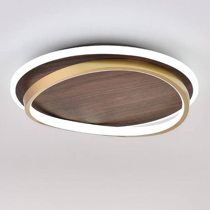 Scandinavian Wood Accent LED Ceiling Light Flush Mount Indoor • Modern Minimalist Design for Bedroom Living Room • Integrated High Lumen